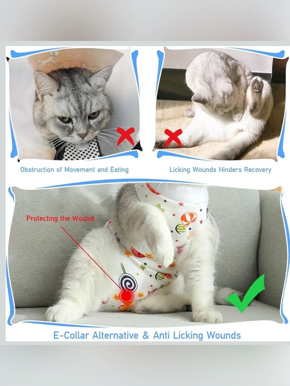 Cat Recovery Suit Female, For Abdominal Wounds or Skin Diseases